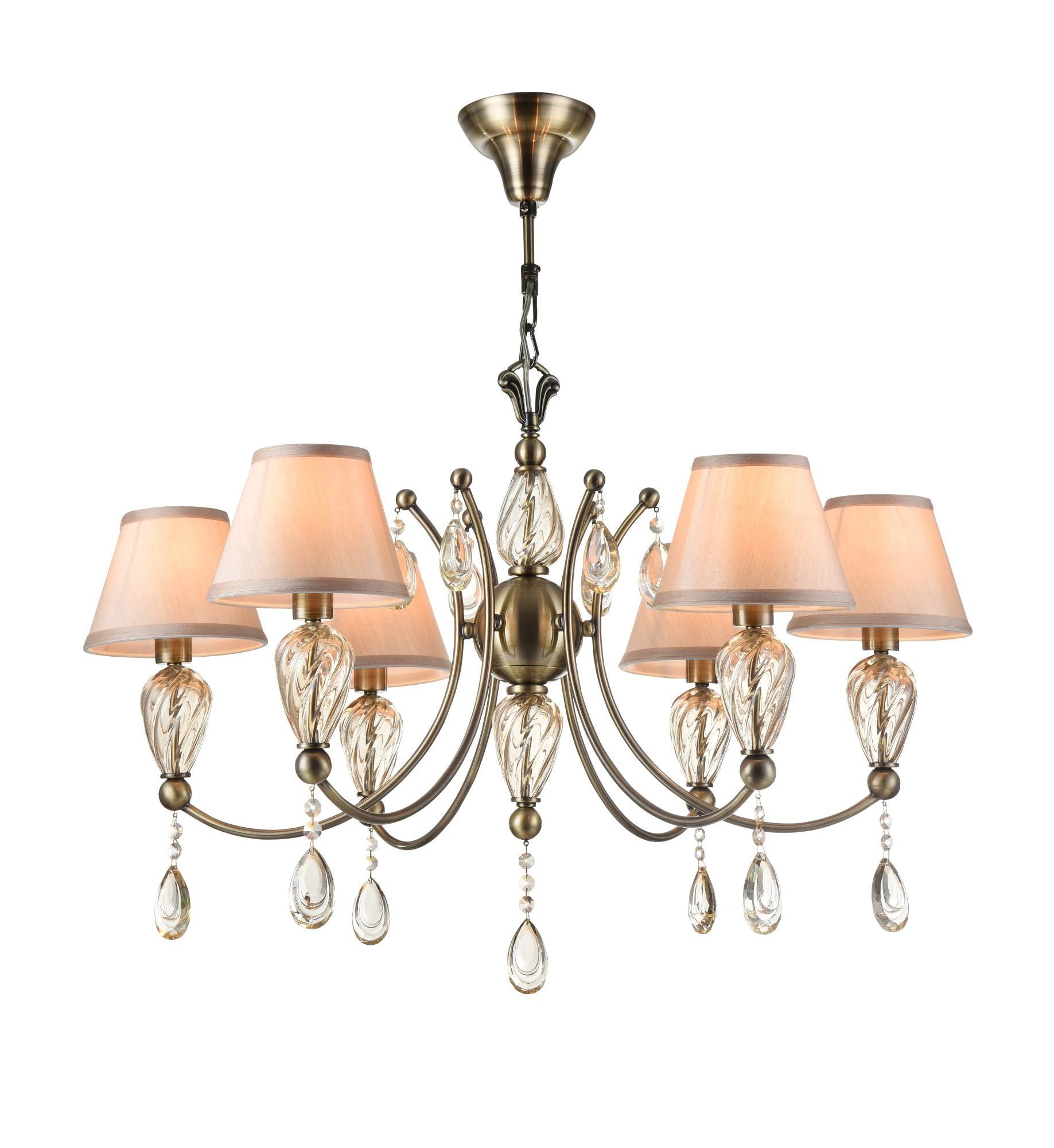 Image of Lampadario Royal Classic in Metallo e Vetro Murano Bronzo