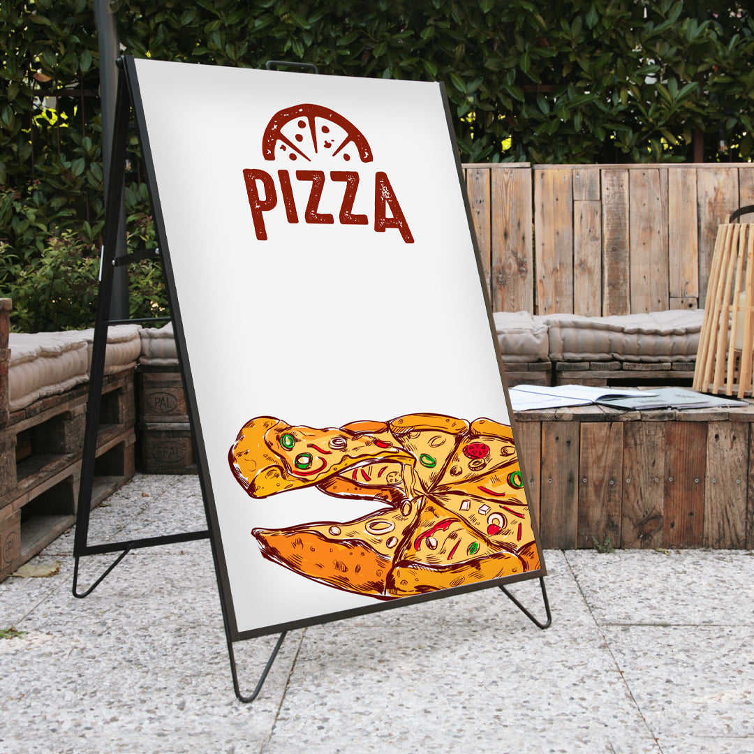 Espositore Pubblicitario Bifacciale a Cavalletto Pieghevole 60x90 cm in Metallo Nero...