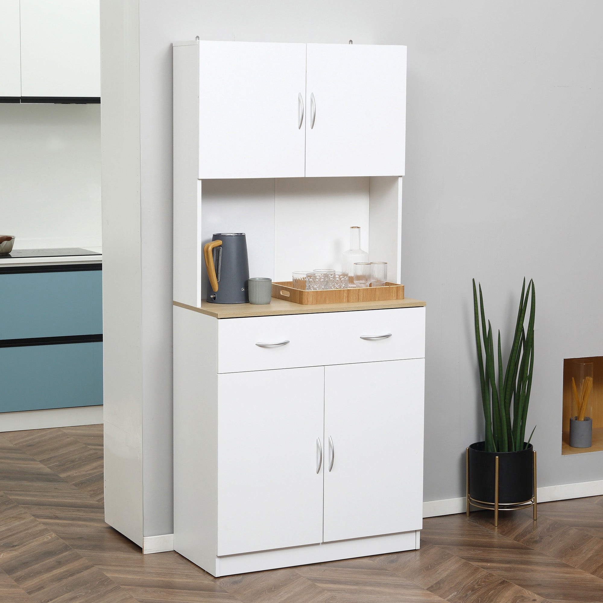 Mobile da Cucina Credenza 80x40x180 cm in Legno Bianco...