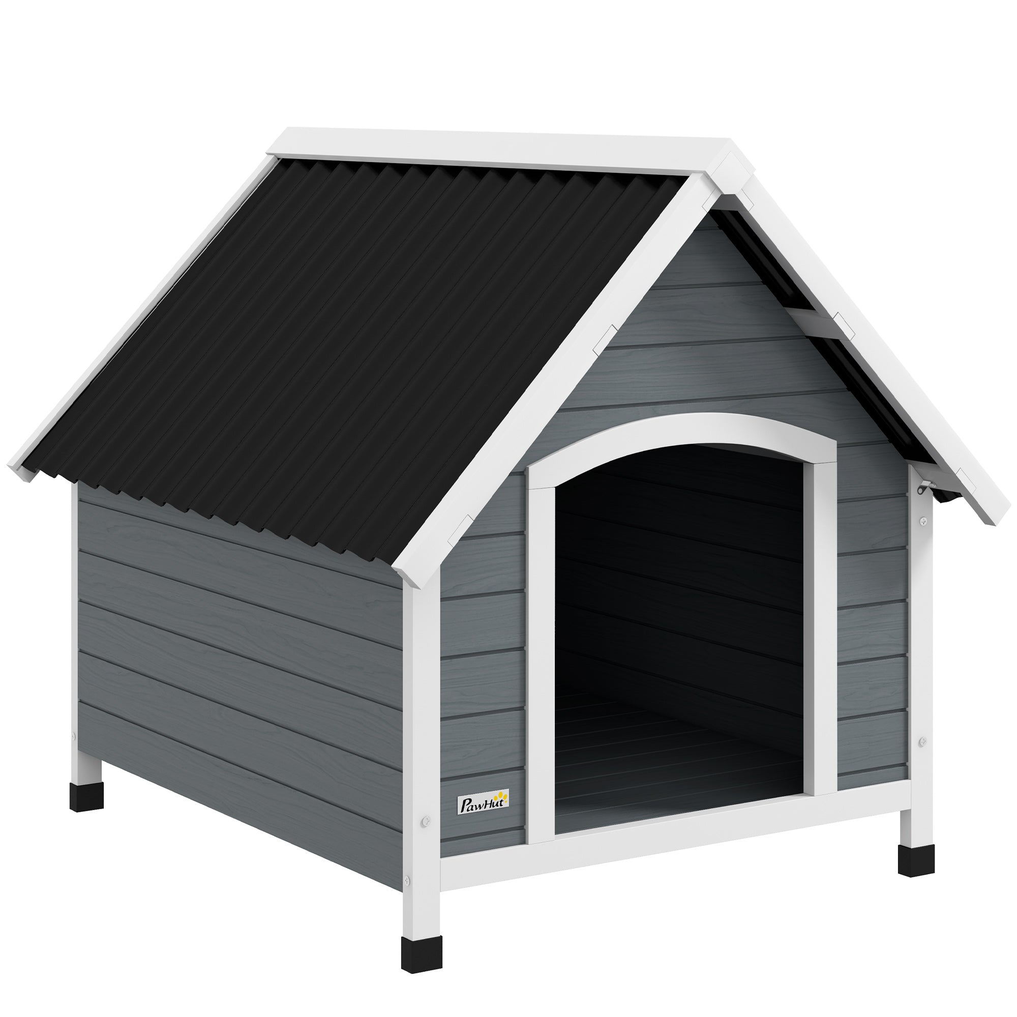 Image of Cuccia per Cani Grandi da Esterno Pavimento Rimovibile 84x99x87 cm in Legno Grigio