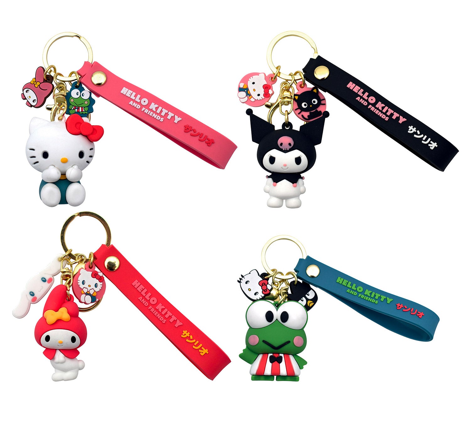 Set 24 Portachiavi Hello Kitty e Friends 3D in Silicone per Bambini Varie Colorazioni...