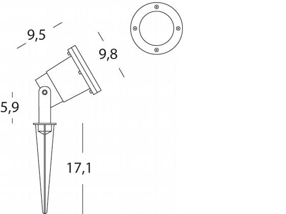 Faro Faretto con Picchetto Ip44 Gu10 50W 220V Colore Nero per Esterno Linea Spot Sovil...