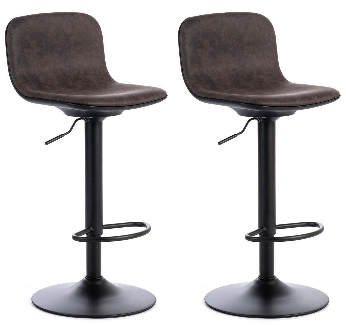 Set 2 Sgabelli 39x45xH86/102 cm in Microfibra Teo Grigio Scuro