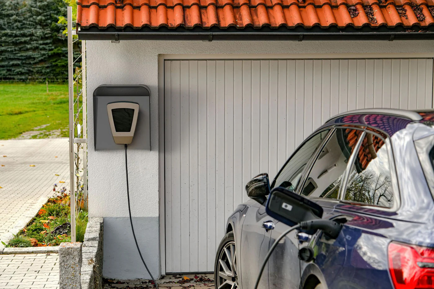 Copertura per Stazioni di Carica Auto Elettriche 50x67x30 cm in Alluminio Wallbox Cover Plus Bianco/Silver...