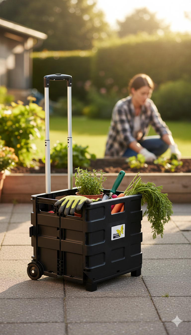 Carrello da Trasporto Pieghevole Max 25 Kg in Alluminio e Plastica Ranieri Nero...