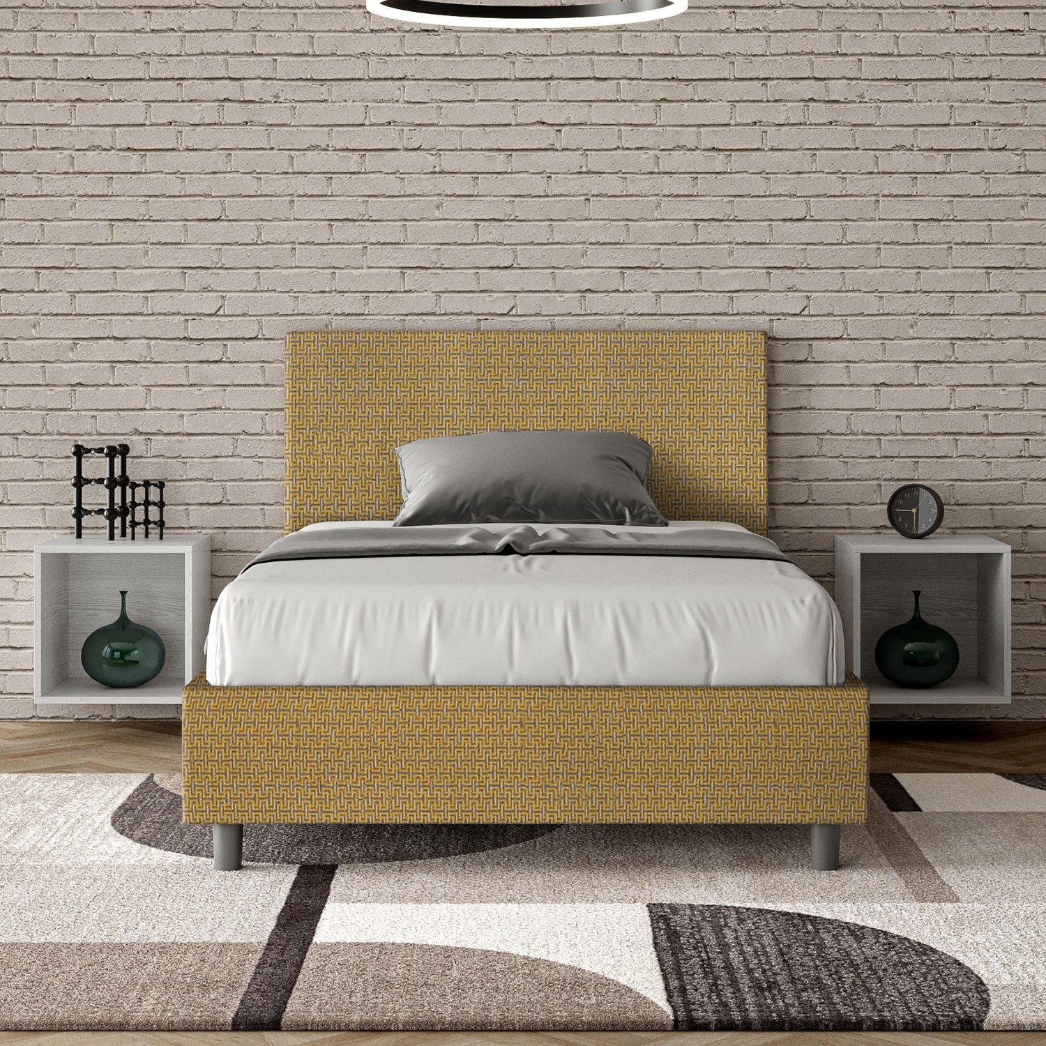 Letto 1 Piazza e Mezzo 120x200 cm Senza Rete Adele Labirinto 06 Giallo...
