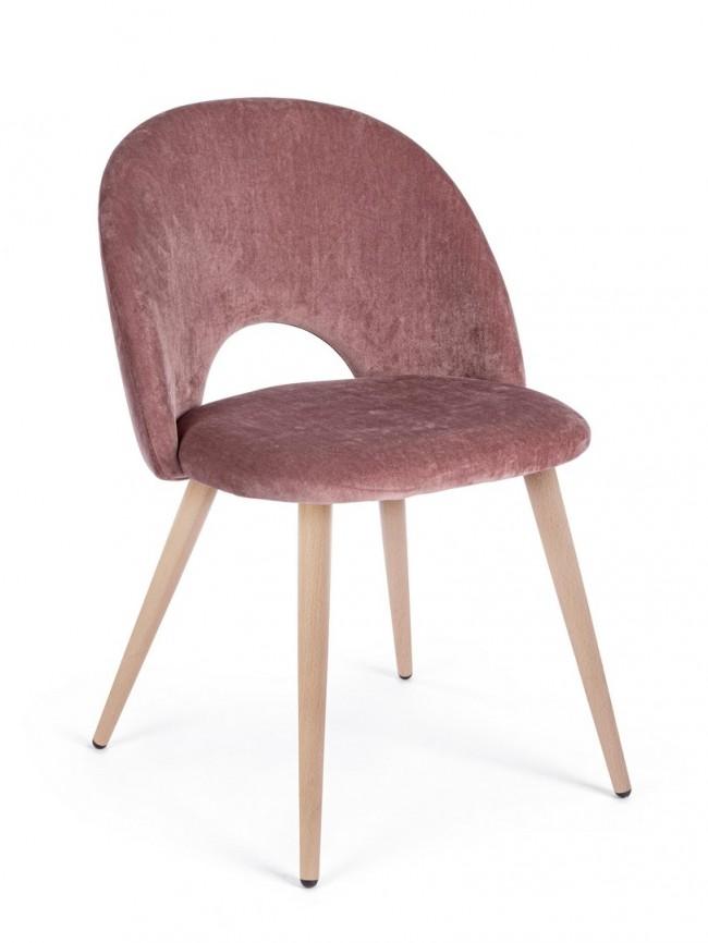 Set 4 Sedie 53x60x82 cm in Poliestere Effetto Velluto Rosa...