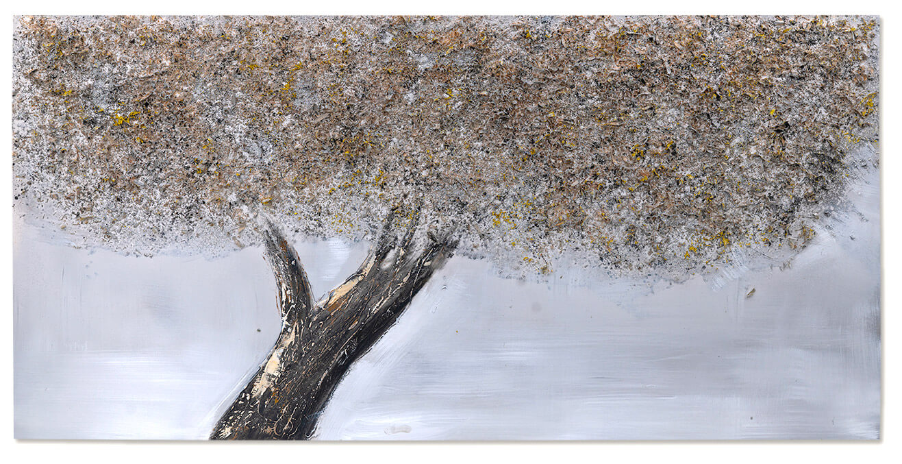 Quadro Dipinto Albero Dorato 60x120 cm Cornice in Abete Multicolor