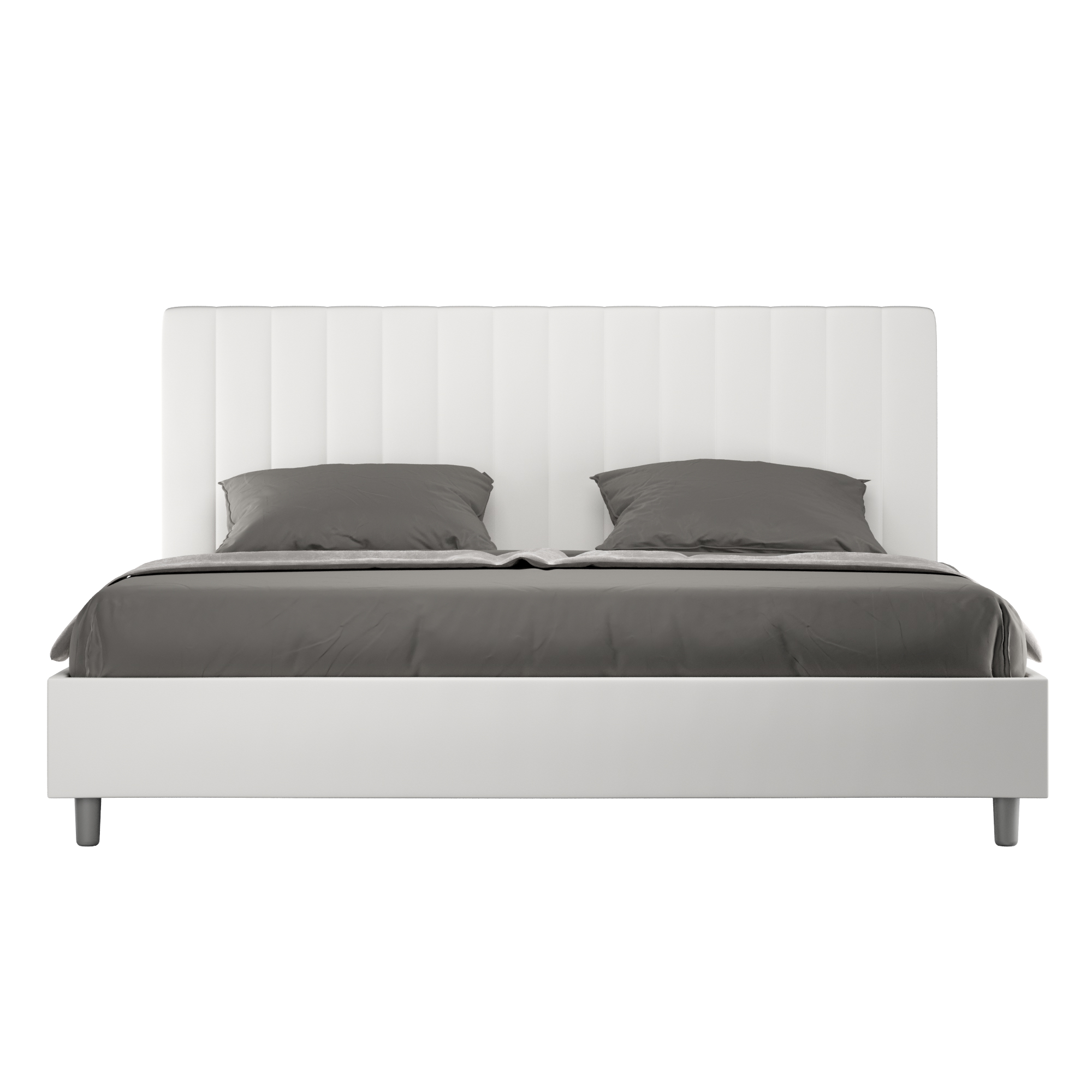 Letto Matrimoniale King Size 180x210 cm Senza Rete Imbottito in Similpelle Agueda Bianco