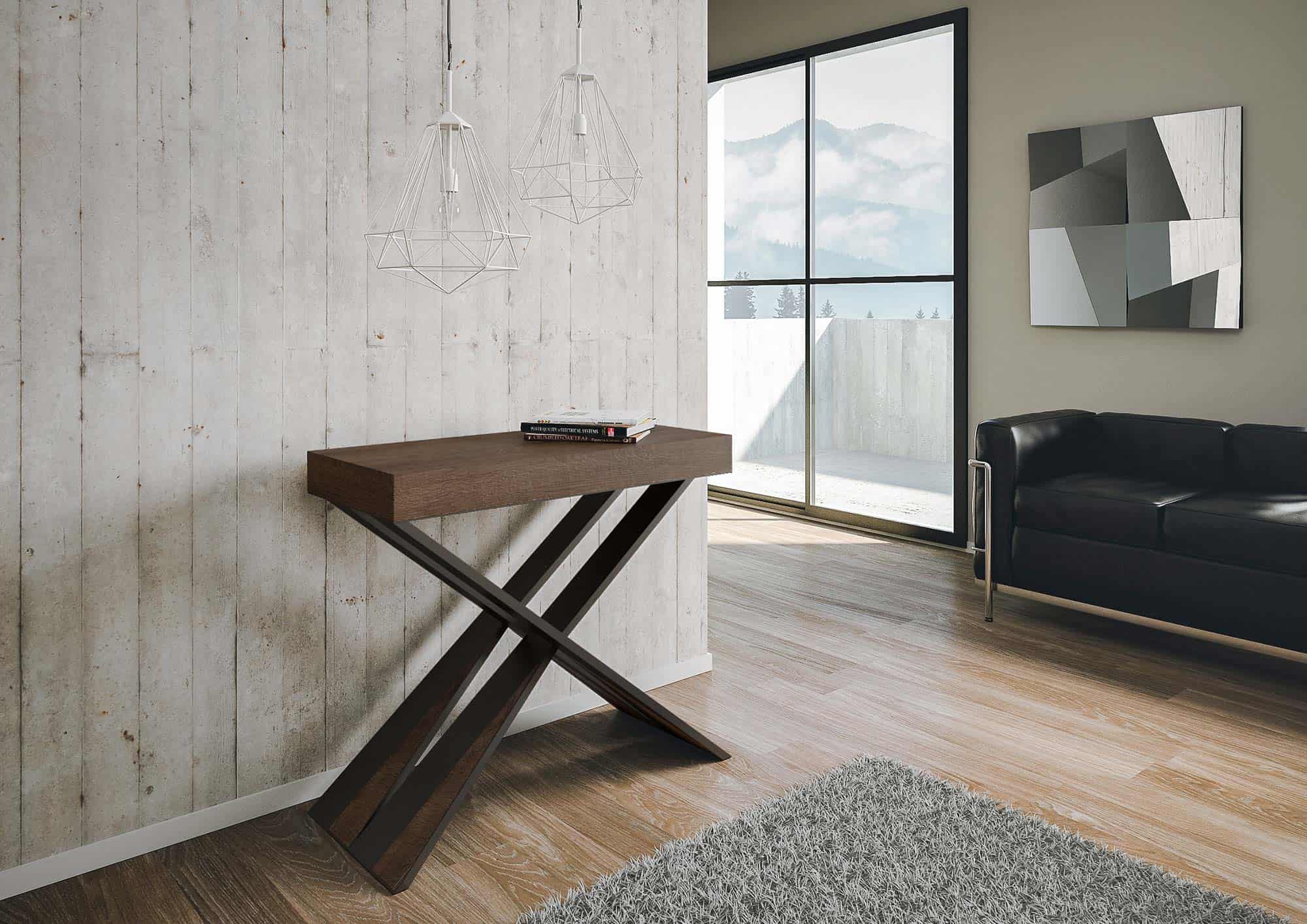 Consolle Allungabile 90-196x40x77 cm in Nobilitato Marrone...