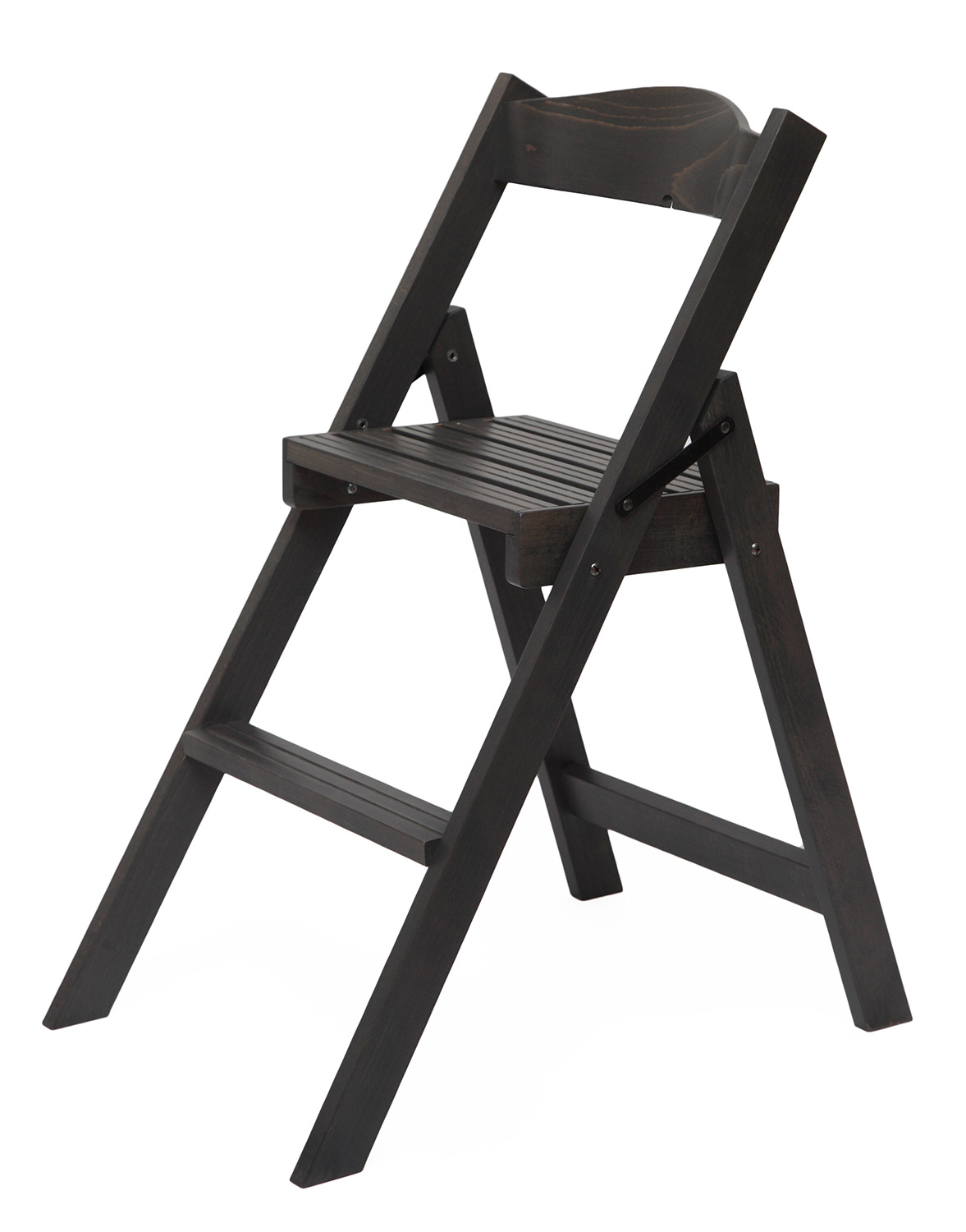 Image of Sedia Scala Pieghevole 51x41xh75 cm in Legno Faggio Massello Grigio Scuro