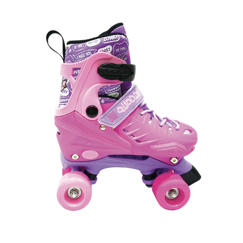 Pattini Classici con Scarpa Allungabile Misura Regolabile 35-38 Freno a Tampone Rosa/Viola