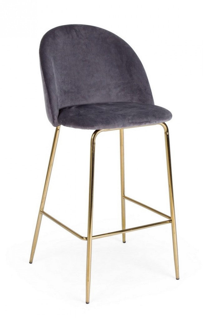 Set 2 Sgabelli Bar 51x55x105h cm Carry Velluto Grigio Scuro...
