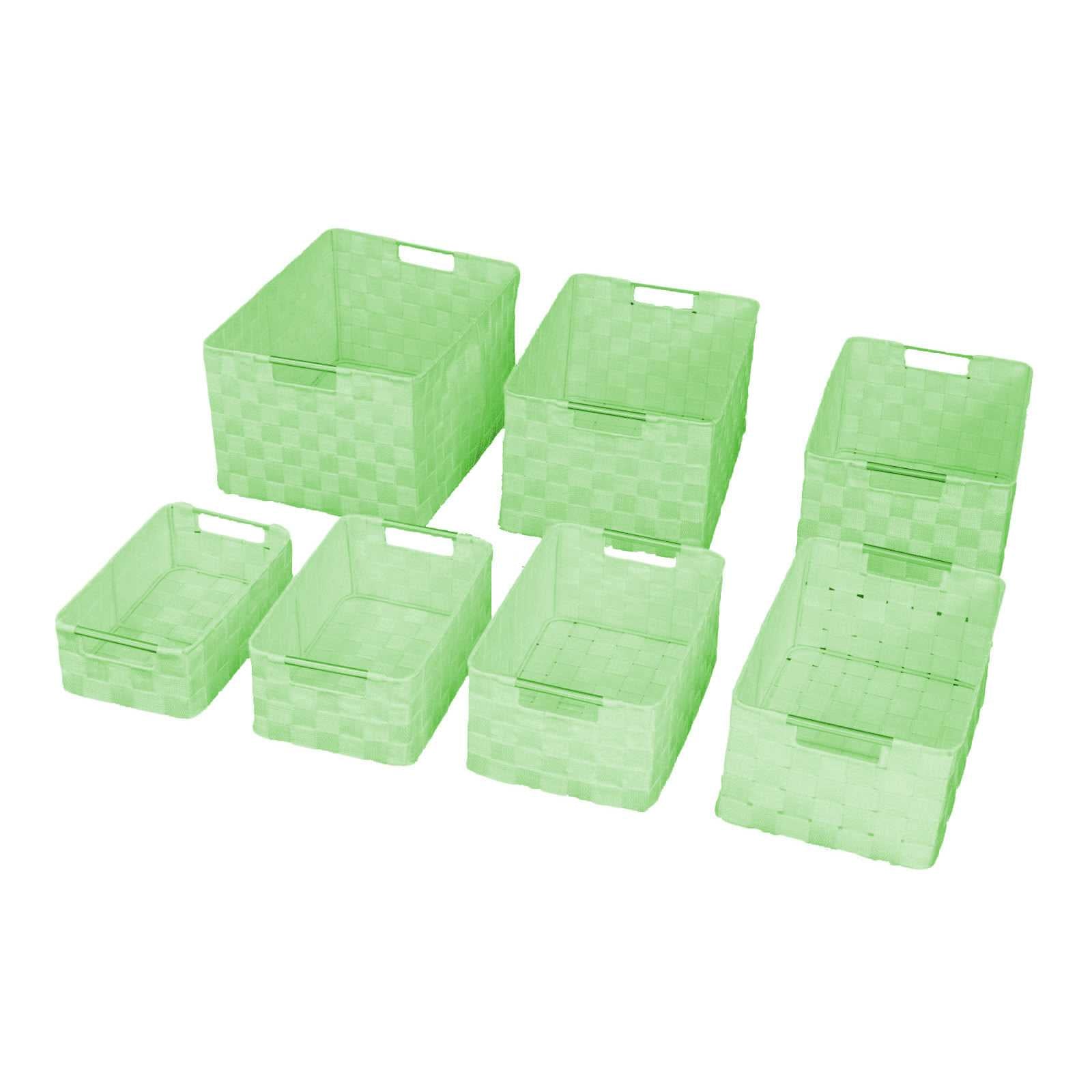Image of Set 7 Cassetti in poliestere verde chiaro rettangolare
