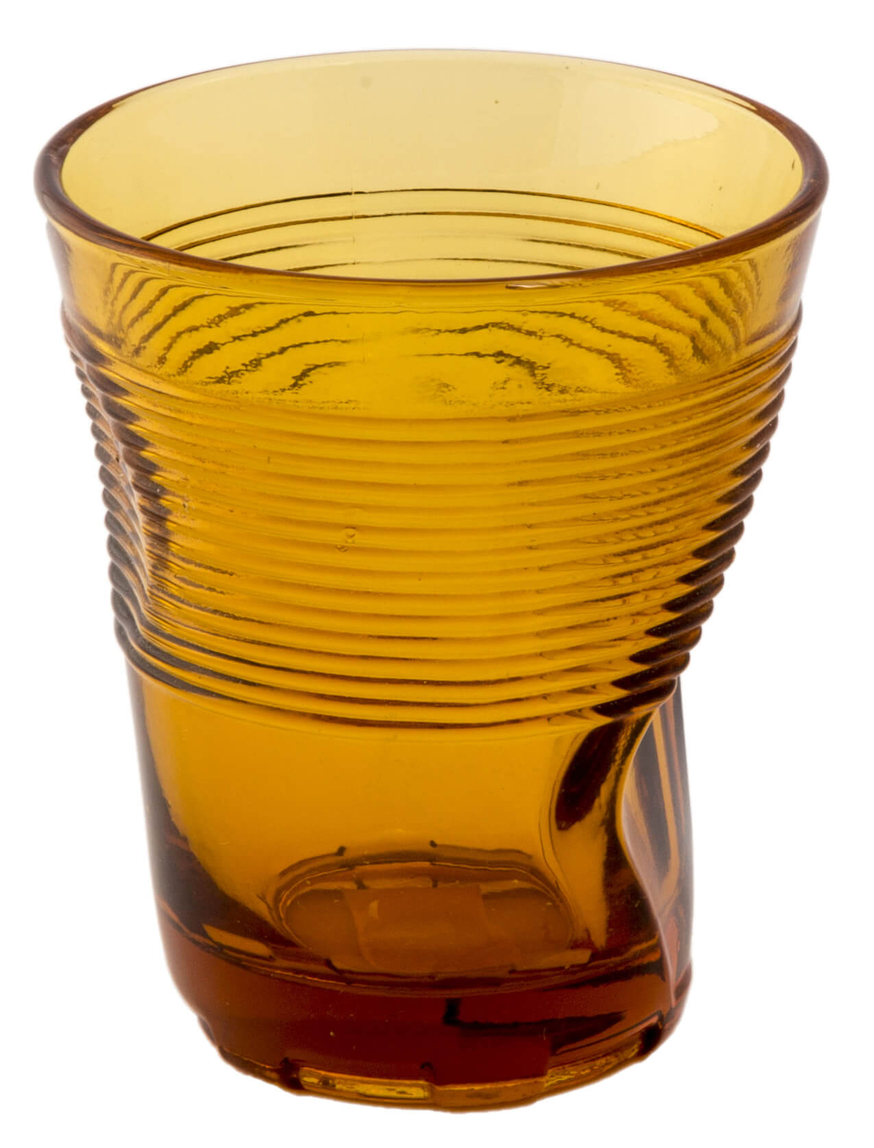 Set 6 Bicchieri Accartocciati 36 cl Ø9 cm in Vetro Pressato Kaleidos Ambra...