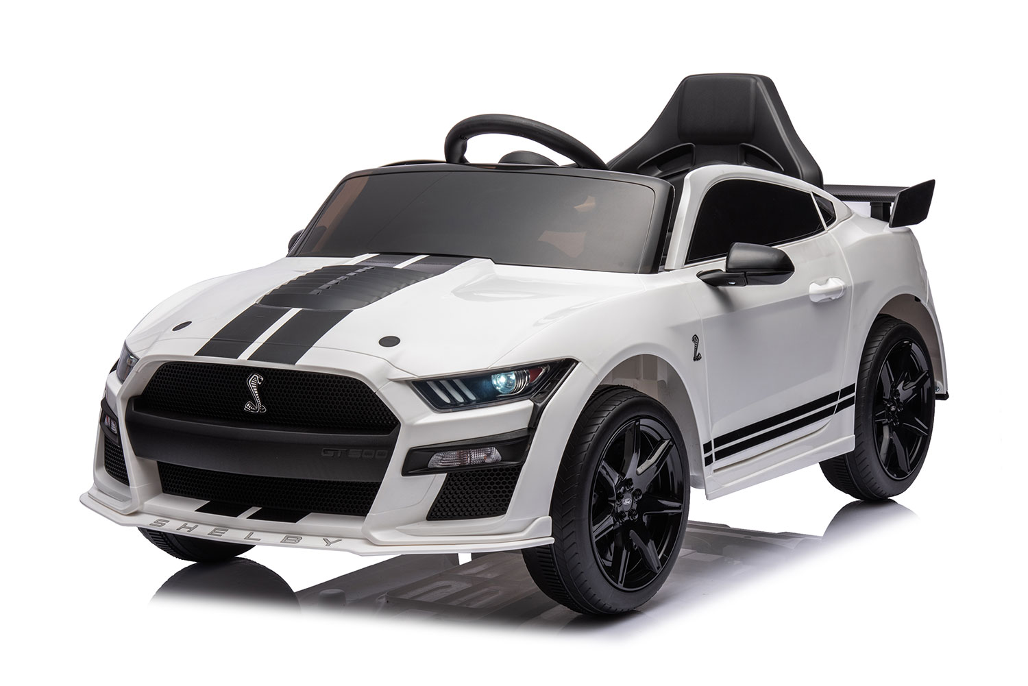 Macchina Elettrica per Bambini Licenza Ufficiale Ford Mustang Shelby Telecomandata 10,8V 3,1Ah Bianco