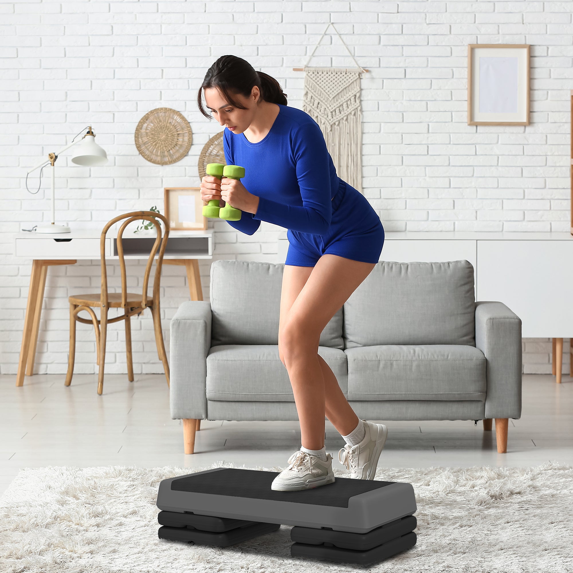 Stepper Fitness Altezza Regolabile Antiscivolo Capacità 250 kg Grigio...