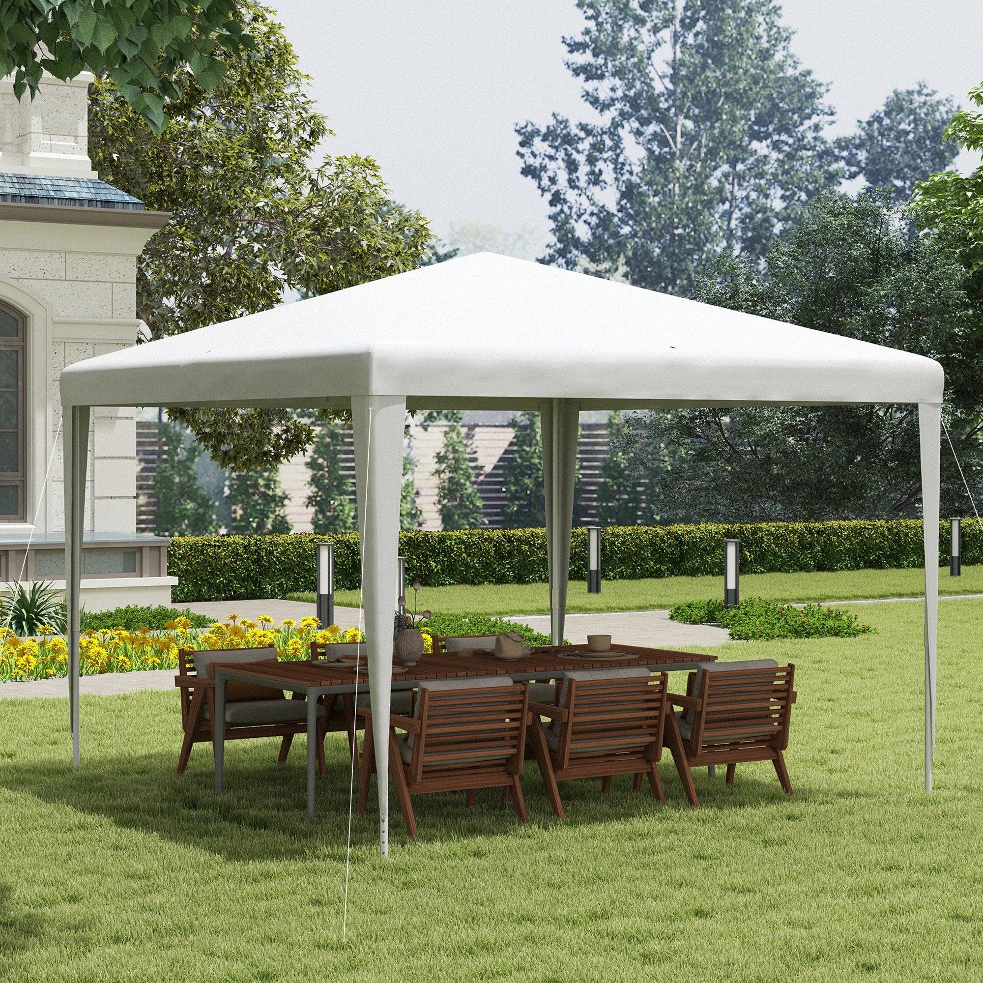 Gazebo da Giardino 293x293 cm Pieghevole e Portatile con Copertura Anti UV Bianco...