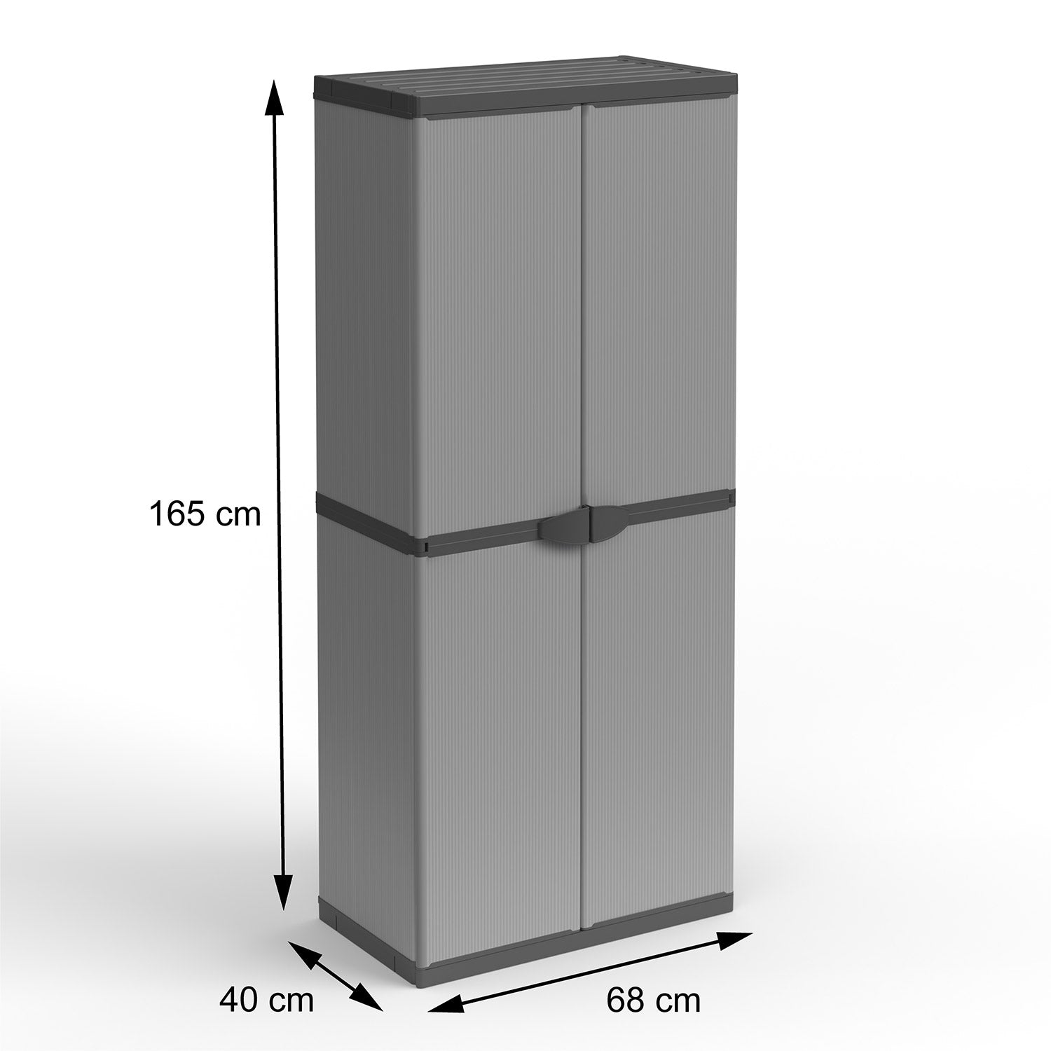 Armadio Portascope da Esterno 68x40x165 cm 2 Ante 4 Ripiani in Resina Grigio
