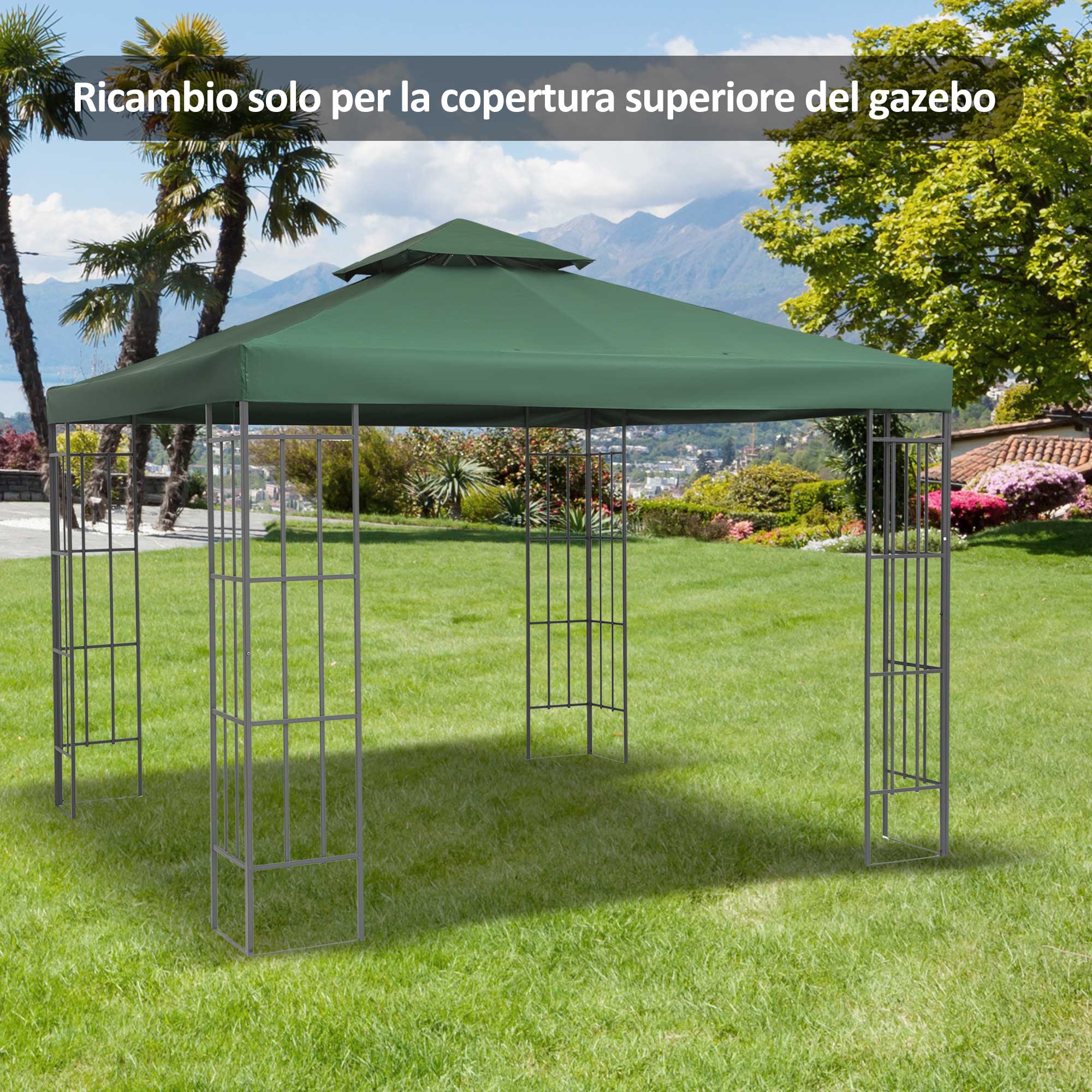 Tetto di Ricambio per Gazebo da Giardino Doppio Tetto 3x3m...
