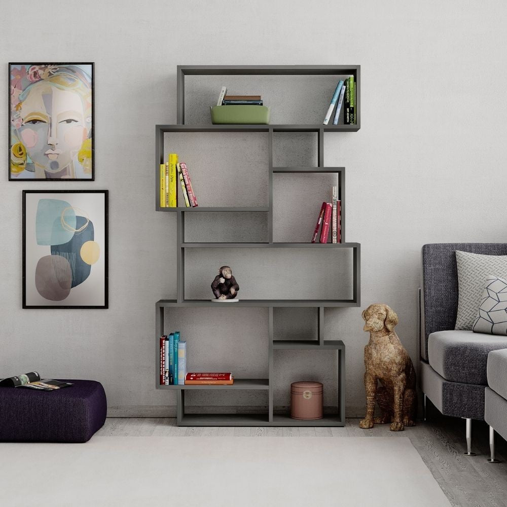 Libreria orizzontale bifacciale 96x25,5x168,5 cm cemento...