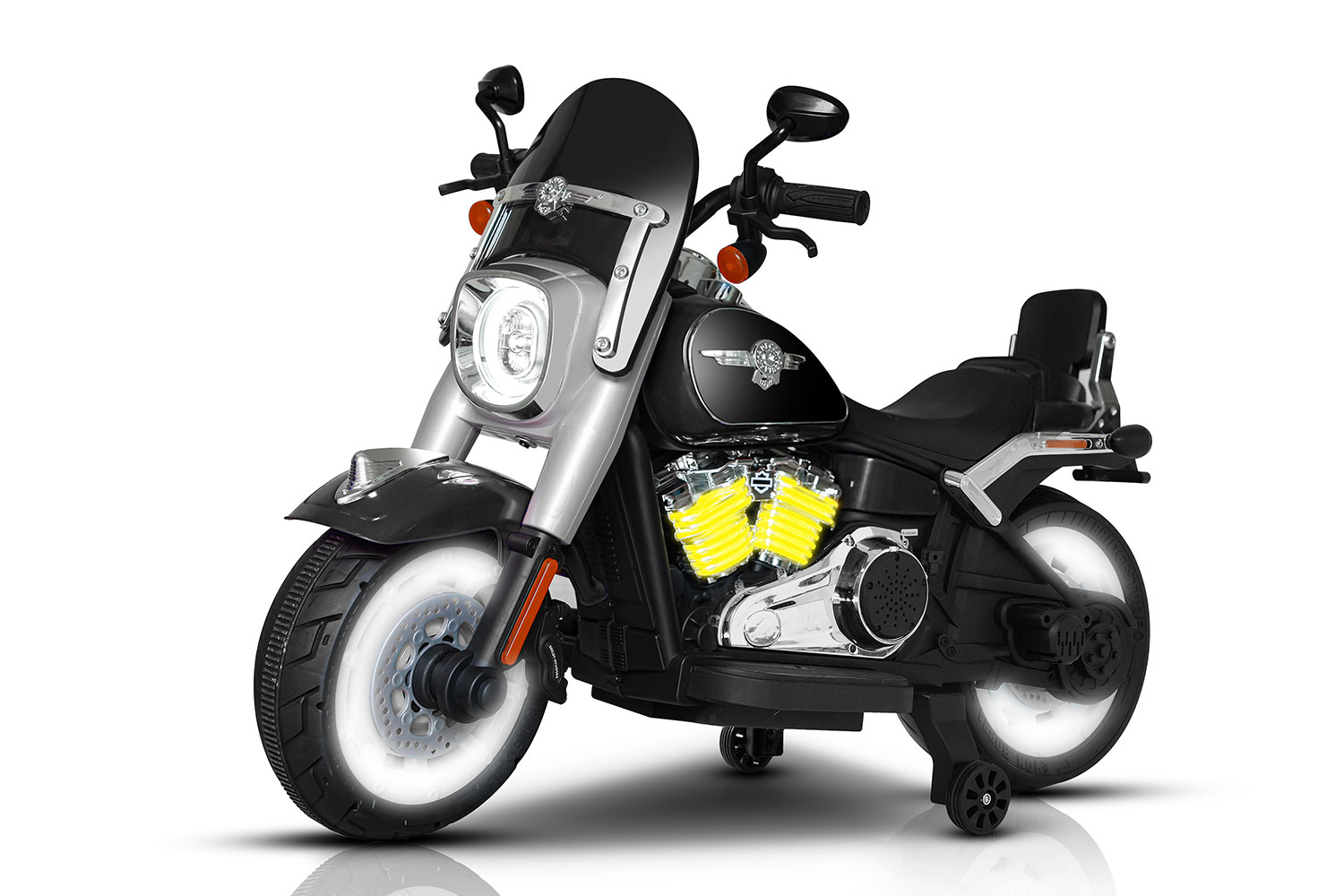 Moto Elettrica per Bambini Cruiser Acceleratore a Manubrio 12V 7Ah Nero