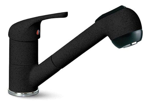 Rubinetto Cucina Nero Con Doccetta Estraibile - Miscelatore A Parete Ottone - Foto 3