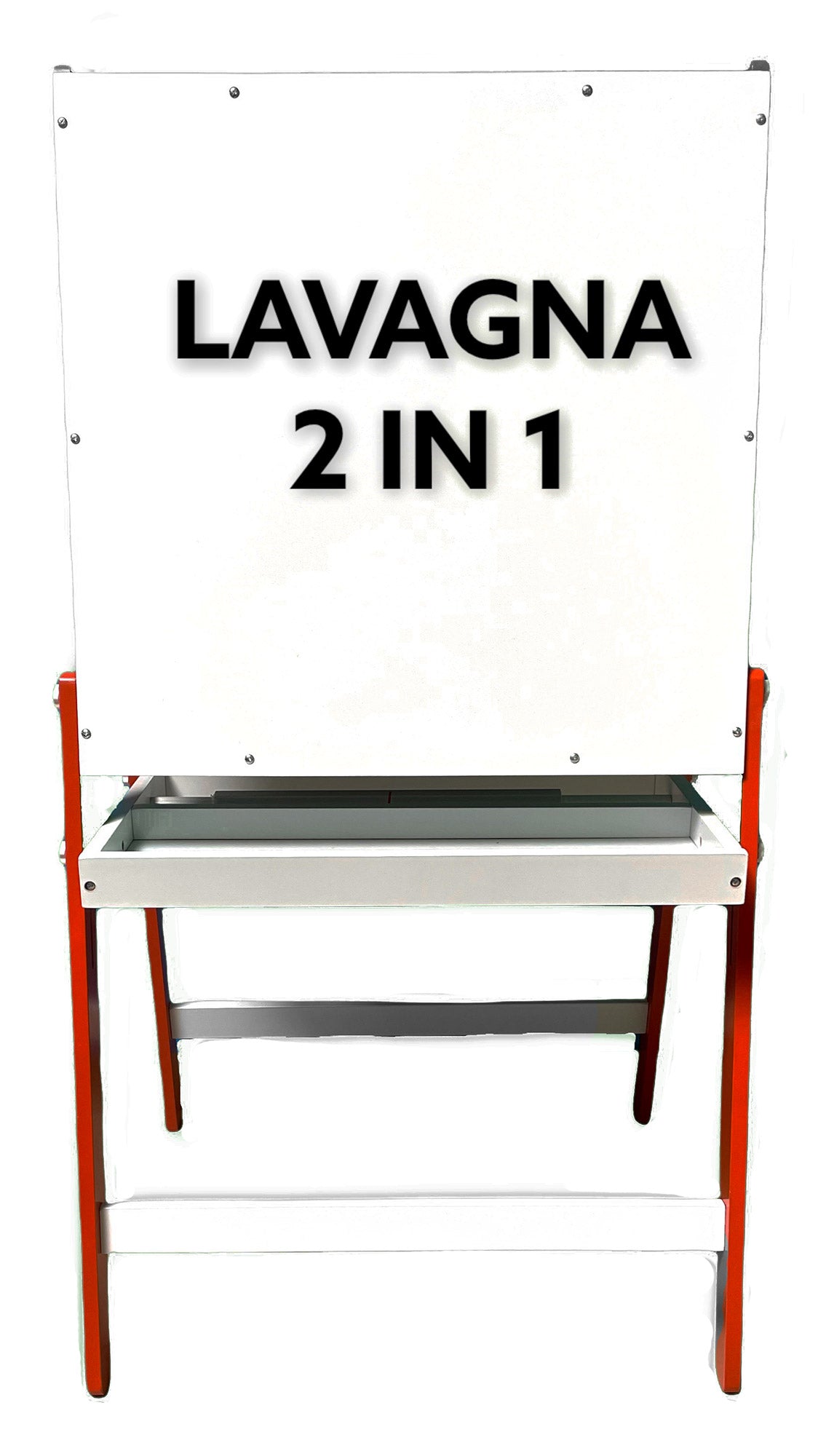 Lavagna 2 in 1 per Bambini 65x55x11 cm con Cavalletto in Legno Rosso