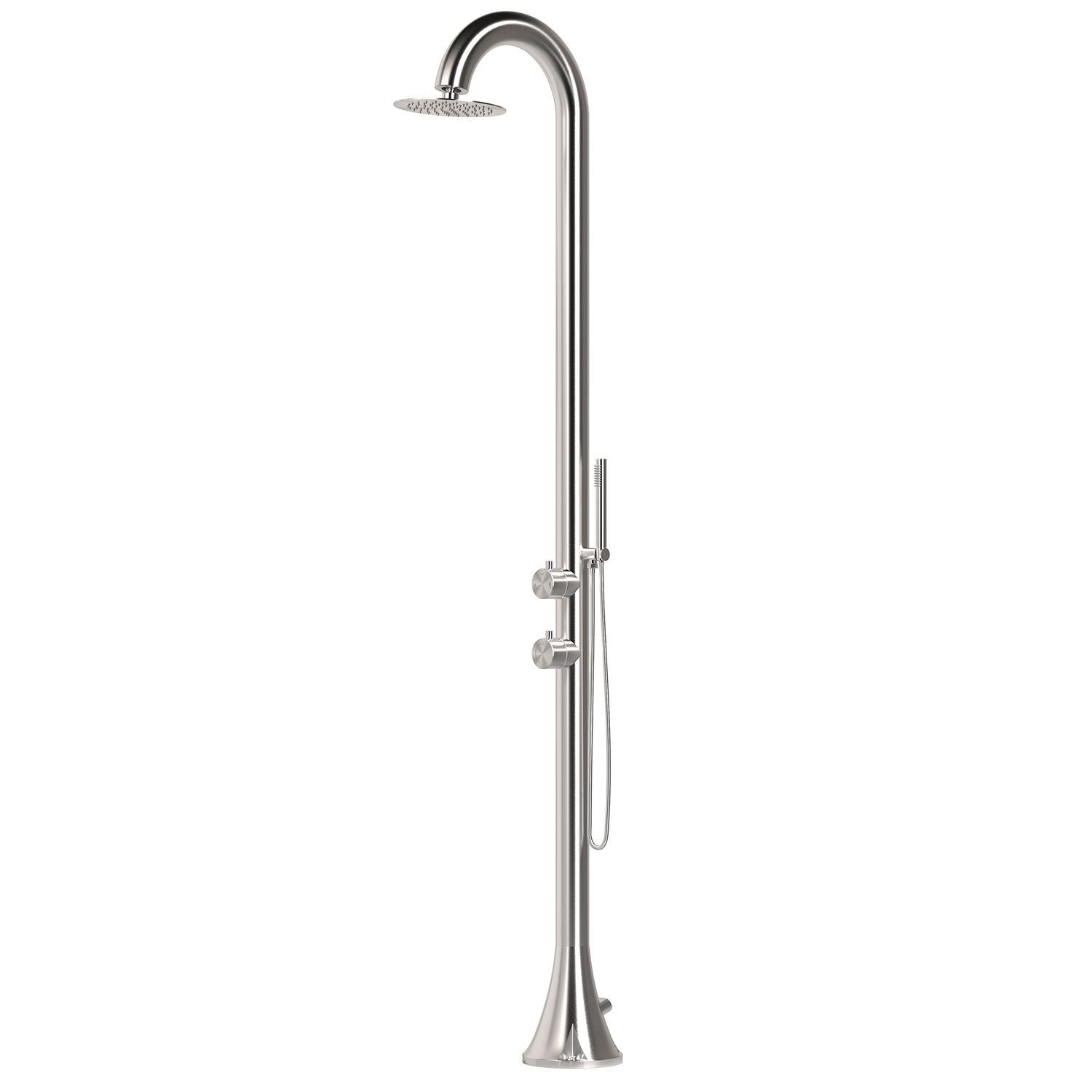 Doccia da Giardino in Acciaio Inox con Doccino Flessibile Sined Luna D Acciaio Spazzolato