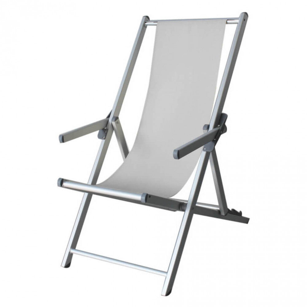 Sdraio Mare Textilene con Braccioli 98x67,5x106 h cm in Textilene Bianco...
