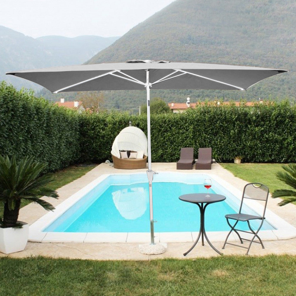 Ombrellone da Giardino 2x3 m Palo Ø48 mm Poly Eco in Acciaio Telo Grigio...