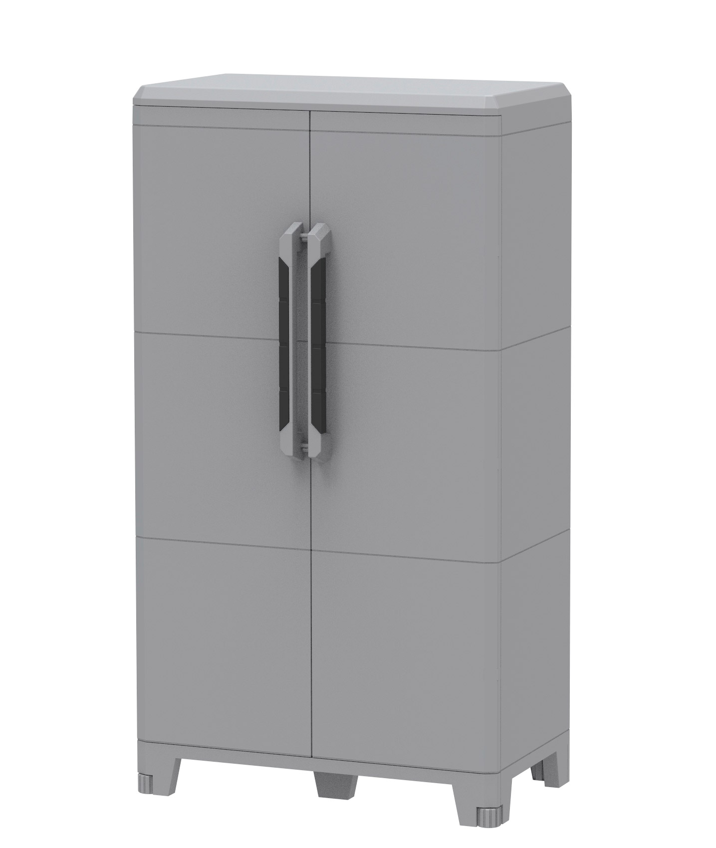 Image of Armadio Portascope Modulare da Esterno 78x43,6x143 cm 2 Ante 2 Ripiani in Polipropilene Transforming Grigio e Nero