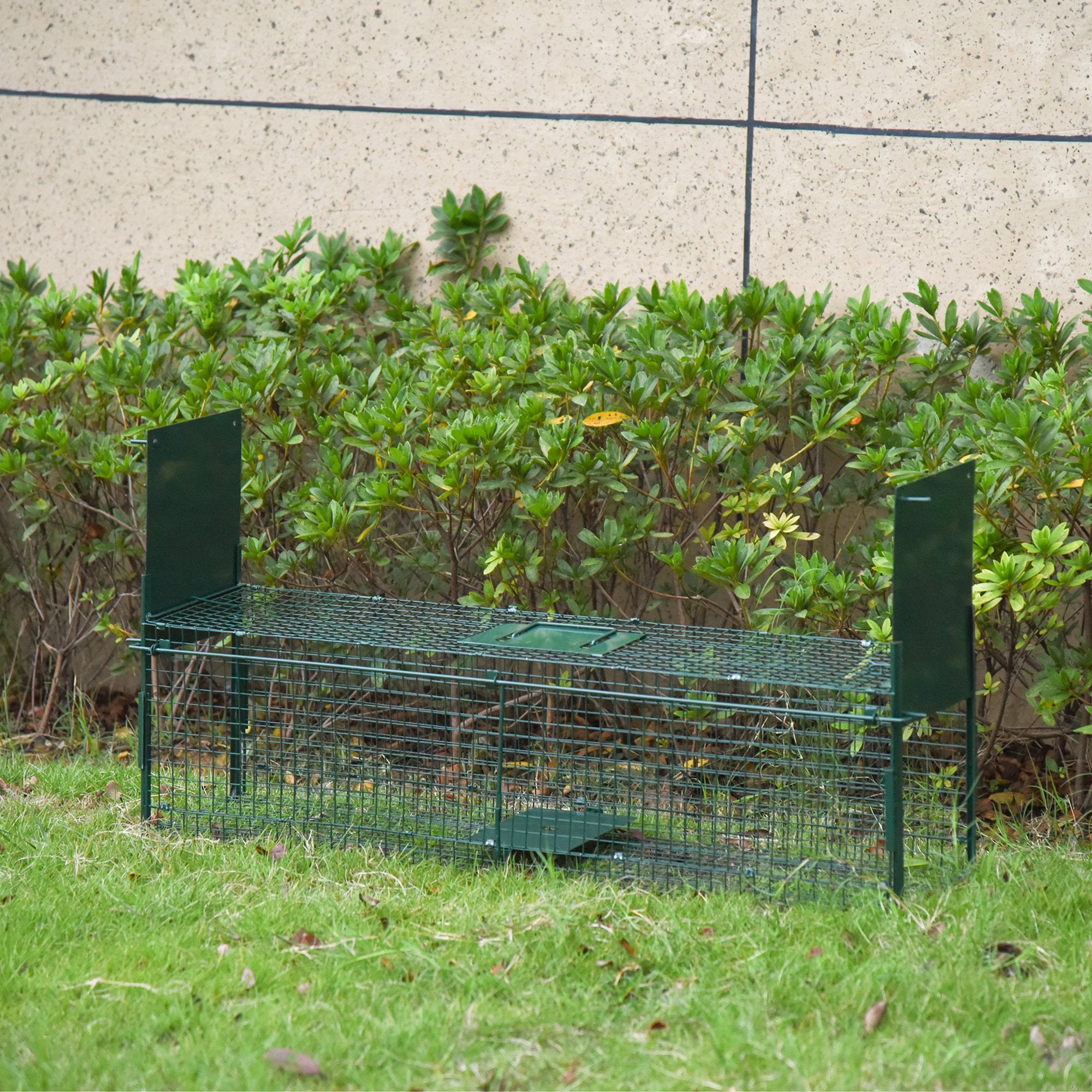 Gabbia Trappola per Animali Vivi 100x25x28 cm Doppia Porta in Ferro Verde scuro...