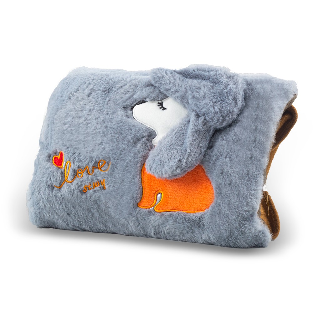 Borsa Acqua Calda Elettrica Ricaricabile Scaldamani Peluche Grigio