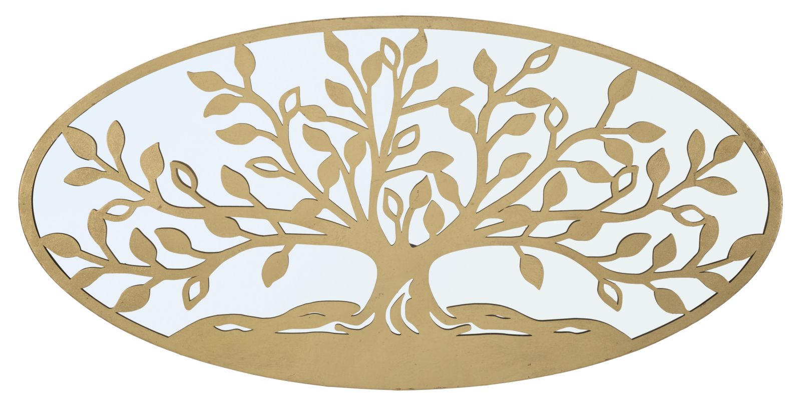 Image of Pannello Albero della Vita Mirror 120x2x60 cm in Ferro MDF e Specchio Oro
