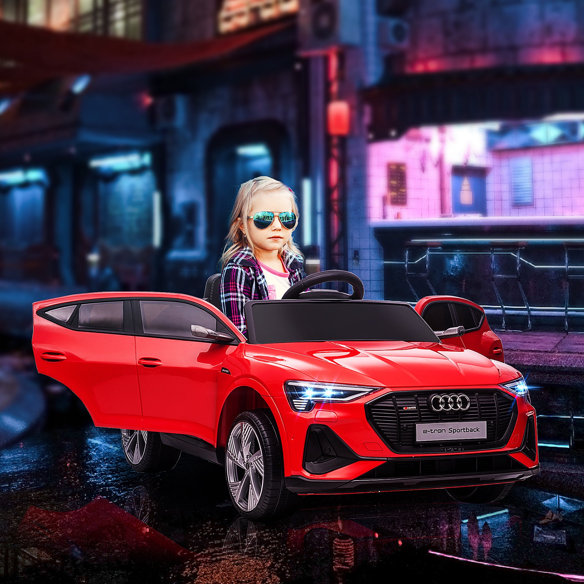 Macchina Elettrica per Bambini 12V con Licenza Audi E-Tron Sportback Rossa