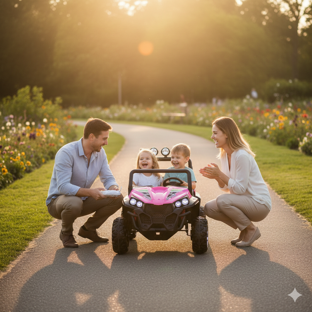 Macchina Elettrica per Bambini Licenza Ufficiale Polar 24V Fuoristrada 2 Posti Rosa...