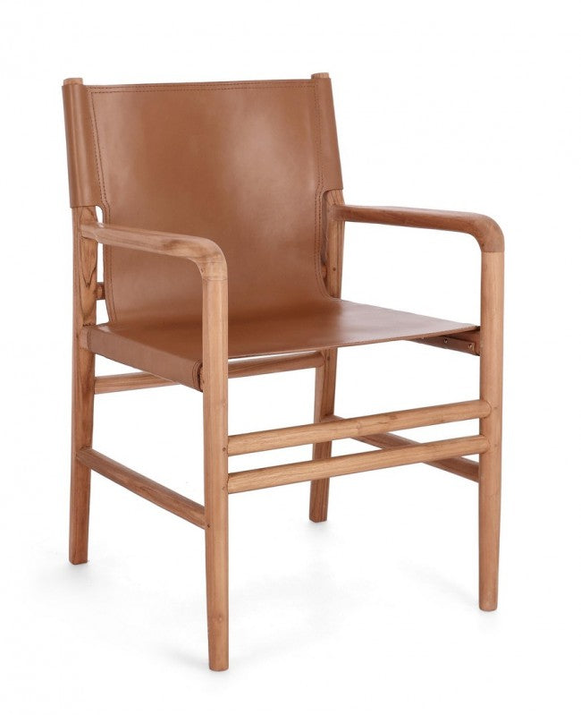 Image of Sedia 57x58x85 cm Caroline in Pelle Cognac