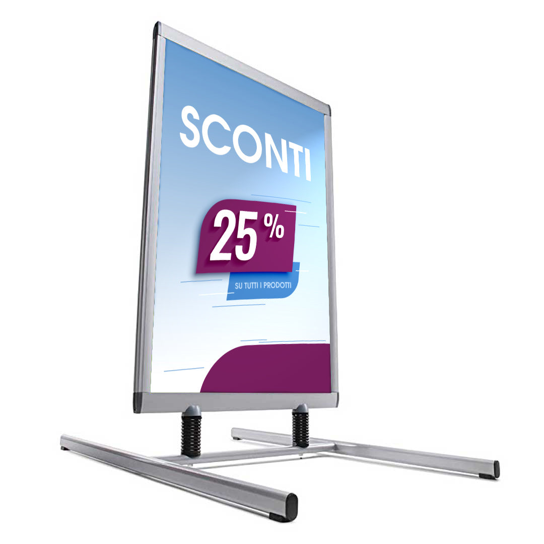 Espositore Pubblicitario Biffaciale 62,4X112X96 cm in Alluminio da Esterno Antivento Silver...