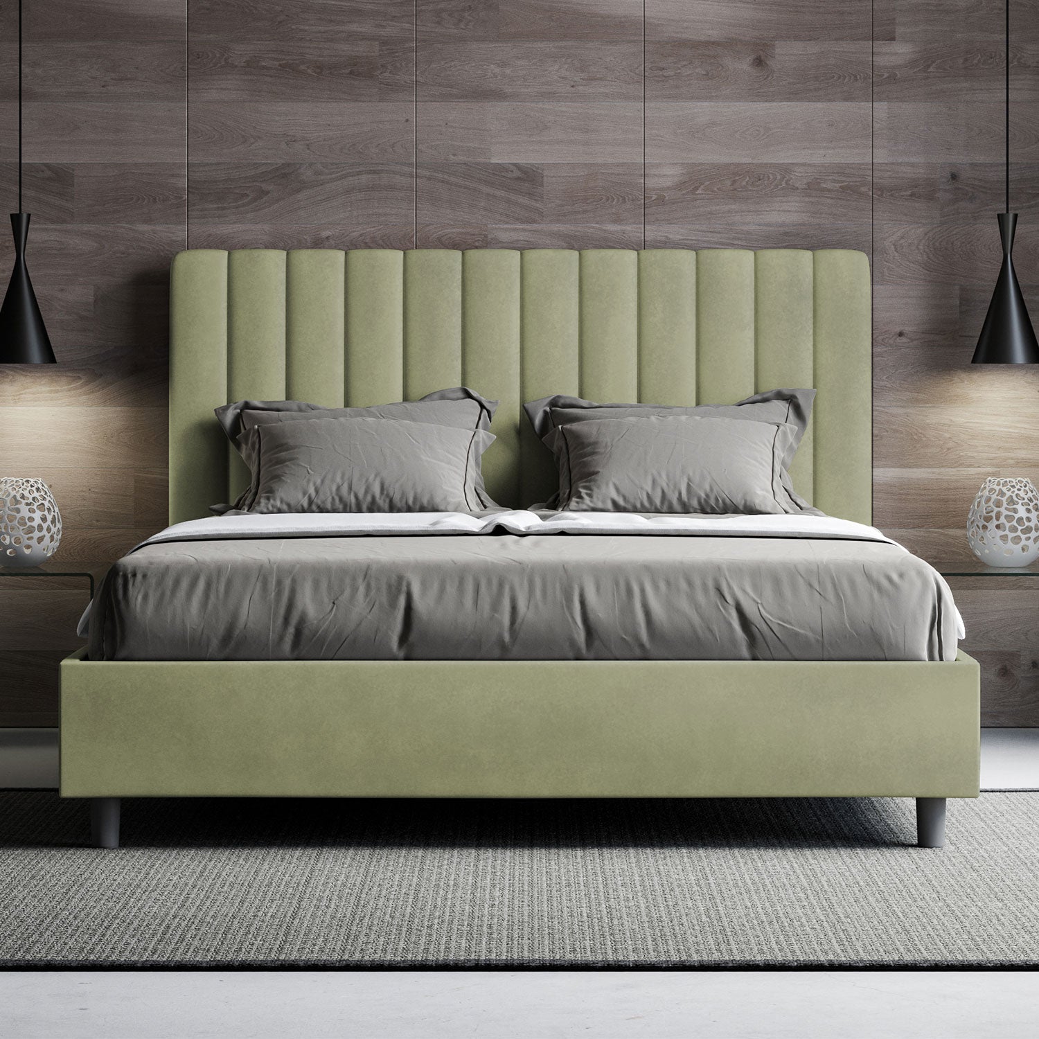 Letto Matrimoniale Francese 140x190 cm Senza Rete Agueda Tè verde...