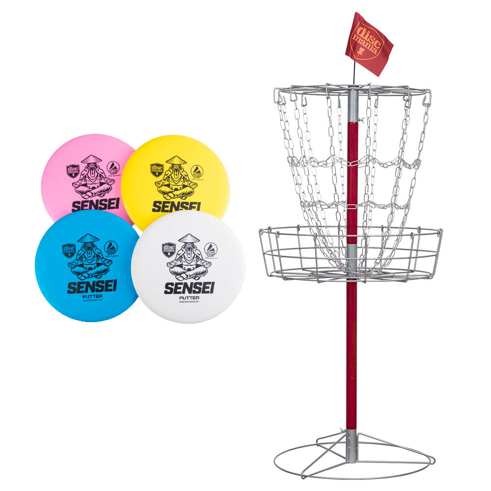 Set Disc Golf con Canestro Basket e 4 Dischi Multicolore...