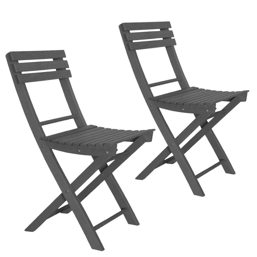 Image of Set 2 Sedie Pieghevoli in Legno Basic Grigio Scuro