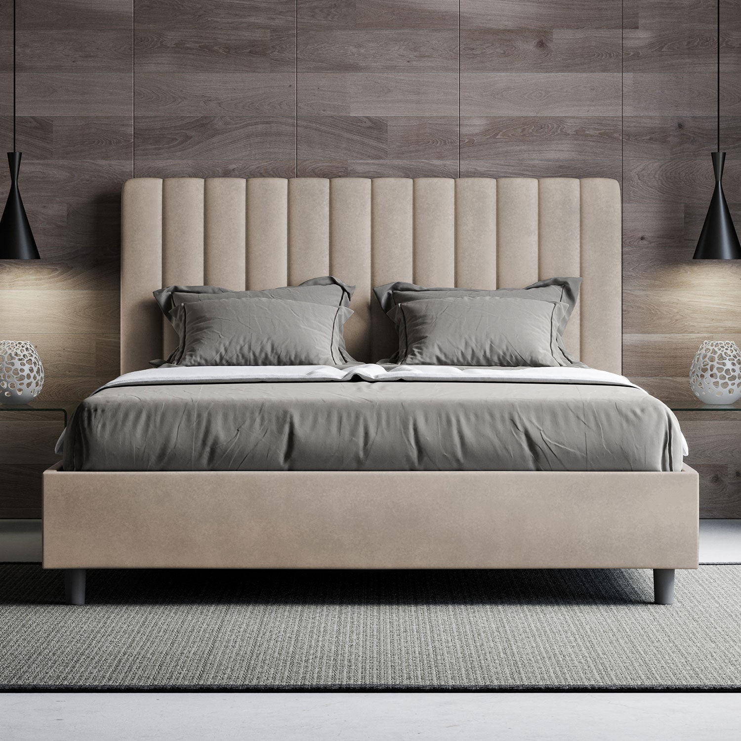 Letto Matrimoniale Francese 140x190 cm Senza Rete Agueda Sabbia...