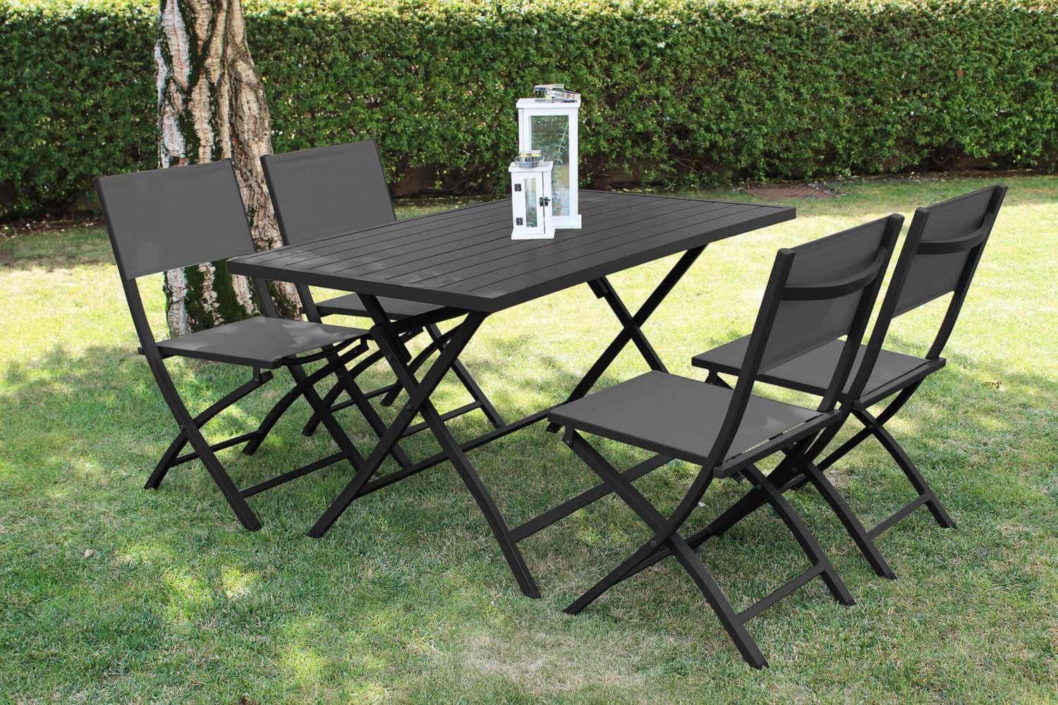 Sedia da Giardino Georgia Pieghevole 58x46x85 h cm in Textilene Antracite...