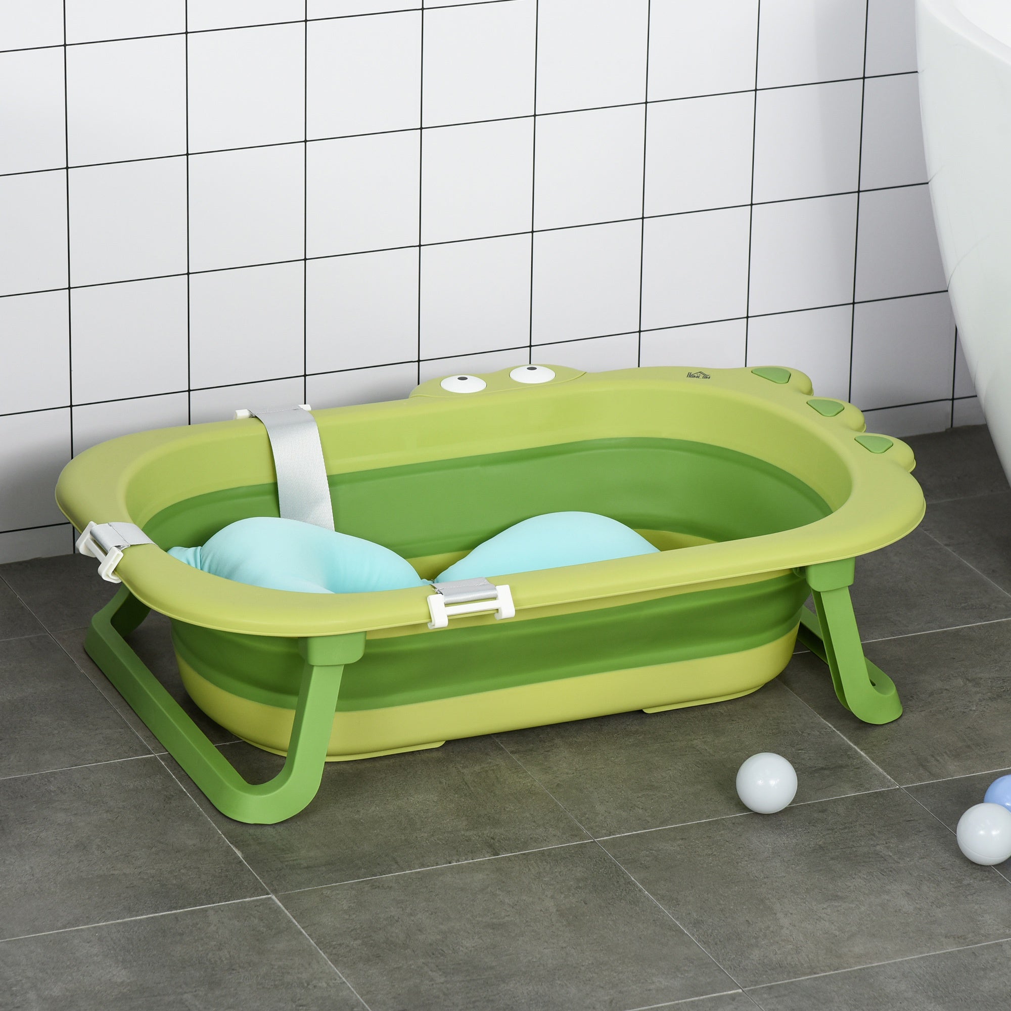 Vaschetta Bagnetto per Bambini 80x53,9x20,8 cm Antiscivolo Pieghevole Verde...
