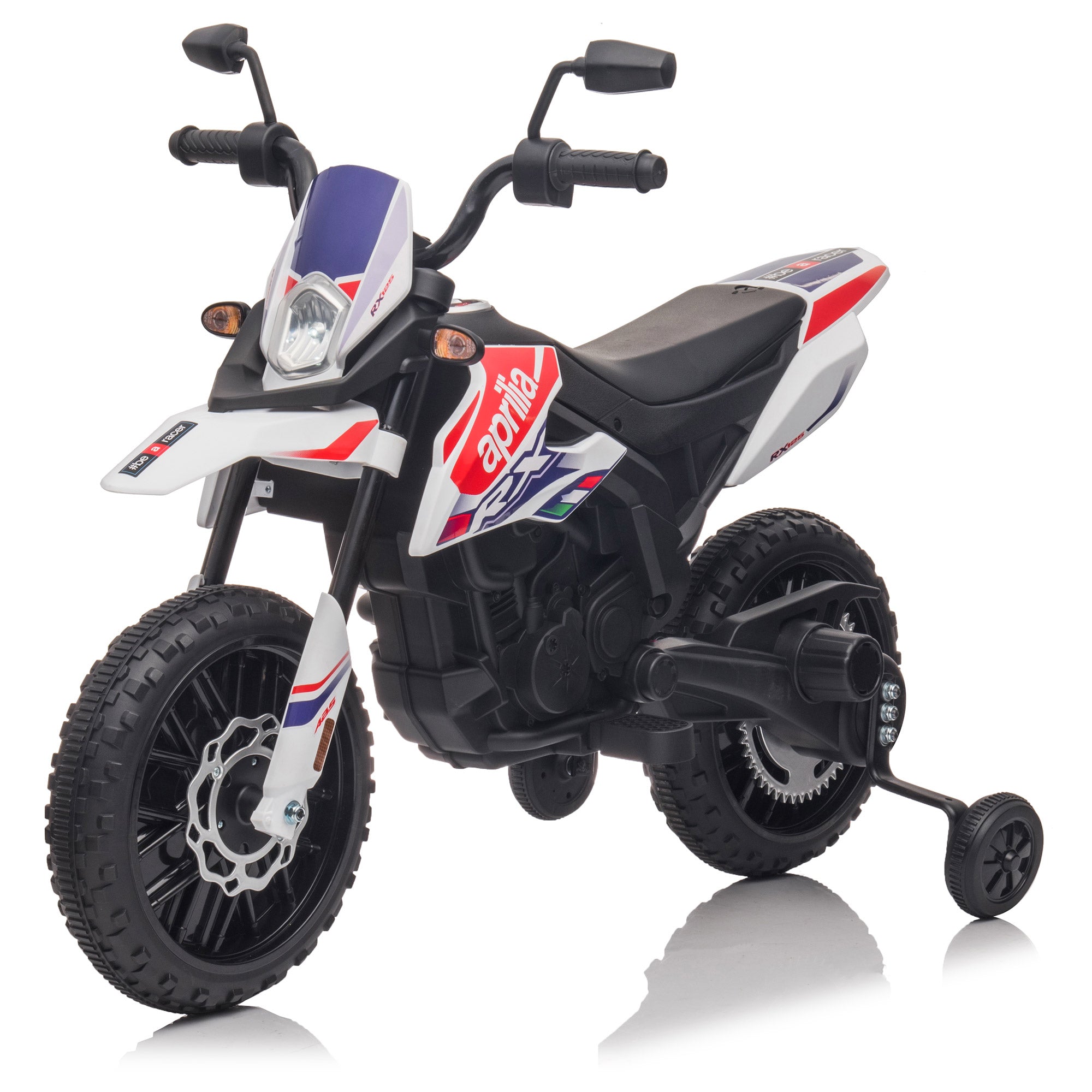 Moto Elettrica per Bambini 12V con Licenza Aprilia RX-125 Motocross Bianca...