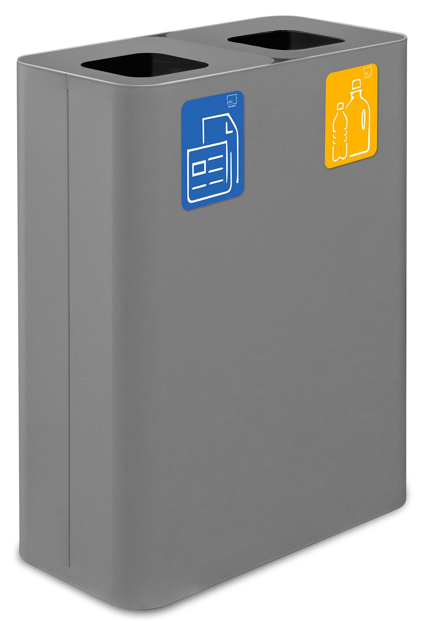 Pattumiera Sistema di Raccolta Rifiuti 60x30xh80 cm In Acciaio Verniciato Doppio Scomparto Grigio...