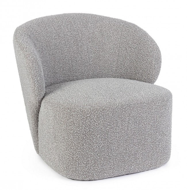 Poltrona Soggiorno 79,5x75,5x72 cm Babila in Bouclè Grigio