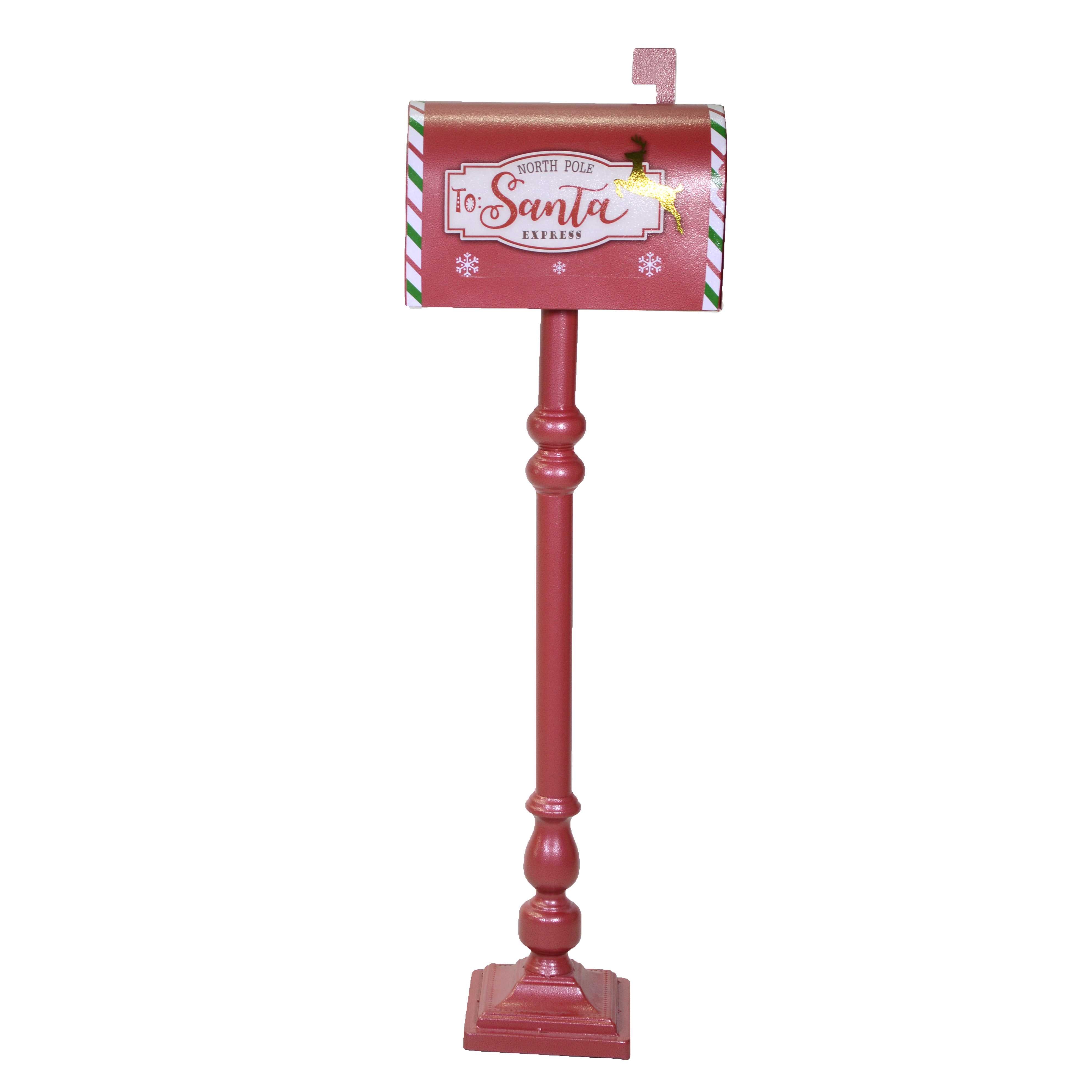 Cassetta posta di Babbo Natale Natalizia 32,5x16xh100 cm in Metallo rosso