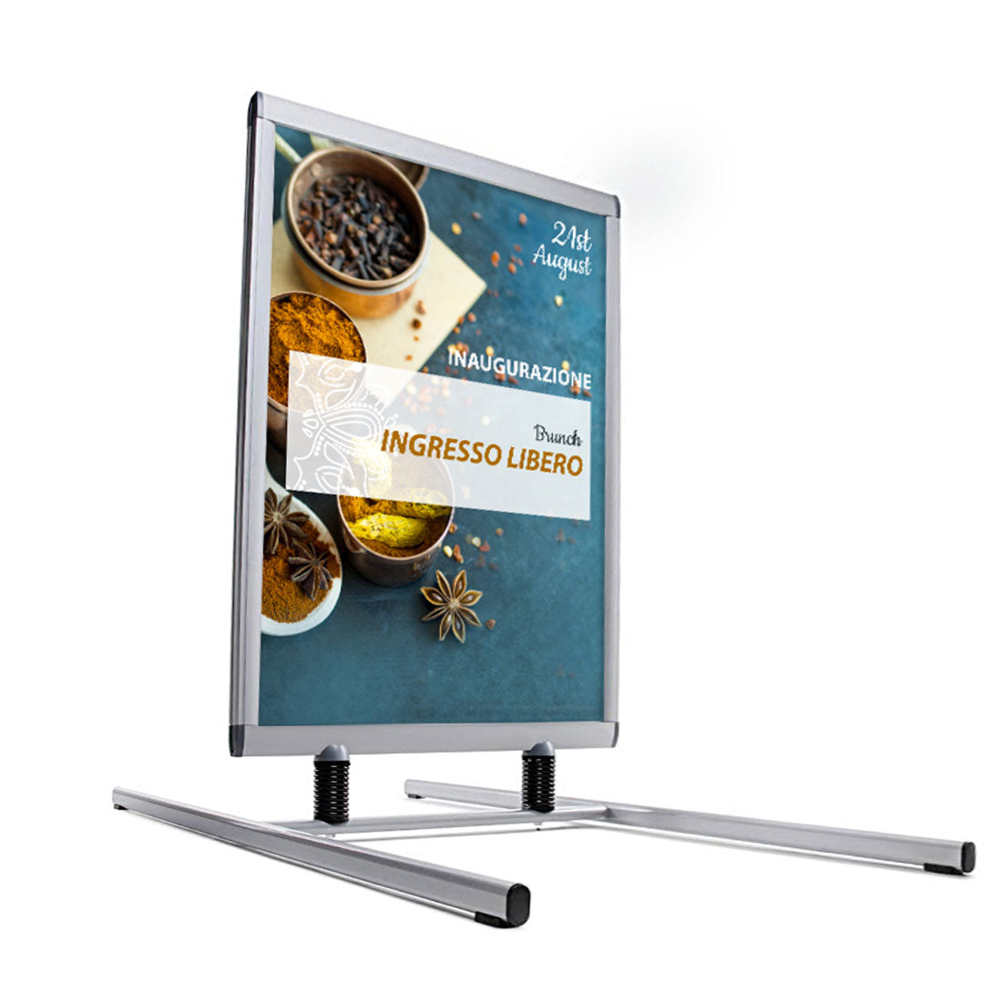 Espositore Pubblicitario Biffaciale 70x100 cm in Alluminio da Esterno Antivento Silver...